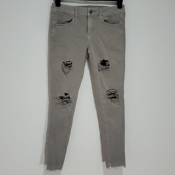 American Eagle Grey 360 super stretch size 6 30x29 jeggings - Picture 3 of 8